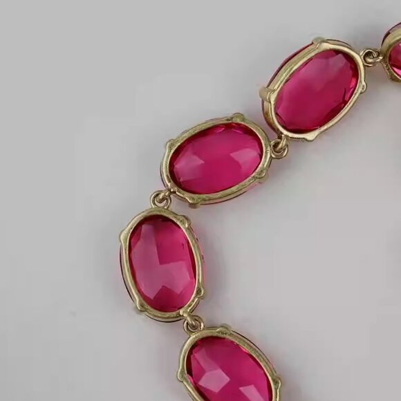 Roxanne Assoulin Gold-tone Crystal Necklace Pink